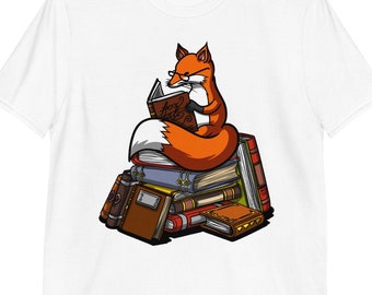 Fox Reading Book Shirt, Womens Fox Tee, Fox Clothes, Unisex Fox Outfit, Fox Apparel, Fox Clothing, Fox Outfit, Fox Apparel, Fox Lover Gift