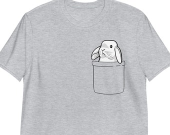 Pocket Rabbit T-Shirt, Cute Rabbit Tee, Funny Bunny Unisex Shirt, Womens Rabbit Clothing, Mens Rabbit Clothes - Girls Rabbit Apparel