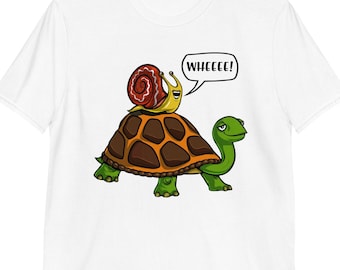 Snail Riding Turtle Shirt, Funny Snail Tee, Mens Turtle Shirt, Unisex Snail Tee, Tortoise Shirt, Forest Animals Shirts, Snail Apparel