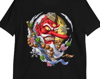 Tengu Japanese Demon Shirt, Samurai Ninja T-Shirt, Samurai Clothing, Japanese Folklore Tee, Japanese Demon Clothes, Japanese Deity Outfit