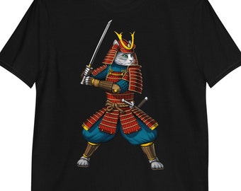 Japanese Samurai Cat T-Shirt, Samurai Warrior Tee, Ninja Shirt, Samurai Clothing, Samurai Clothes, Samurai Apparel, Samurai Outfit