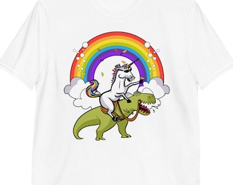 Einhorn Reit T-Rex Dinosaurier Shirt, Einhorn Shirts, Magisches Regenbogen T-Shirt, Einhorn Kleidung, Einhorn Kleidung, Einhorn Kleidung, Einhorn Outfit