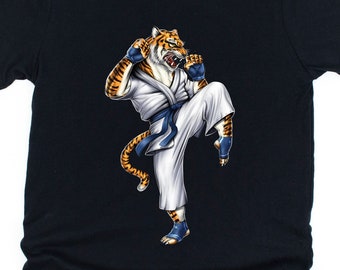 Tiger Kids Shirt, Karate T-Shirt, Kickboxing Boys Shirt, Taekwondo Tee, Muay Thai Boys Clothing, Jiu-Jitsu  Shirt,  Martial Arts Clothes