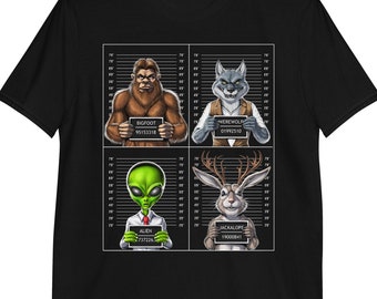 Maglietta Cryptids, Maglietta Bigfoot Alien, Maglietta Cryptozoology, Maglietta Cryptid Creatures, Maglietta Werewolf, Abbigliamento Cryptids, Vestiti Cryptids