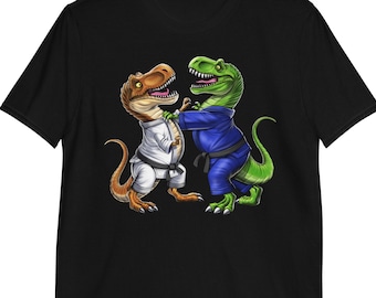 T-Rex Dinosaur Jiu-Jitsu T-Shirt, Brazilian Jiu-Jitsu Tee, Judo Shirt, Wrestling Shirt, Martial Arts Shirt, BJJ Clothing, Jiu-Jitsu Clothes