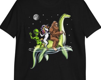 Maglietta Cryptids, Maglietta Bigfoot Loch Ness Monster, Maglietta Cryptozoology, Maglietta Cryptid Creatures, Maglietta Alien, Maglietta Unicorn, Vestiti Cryptid