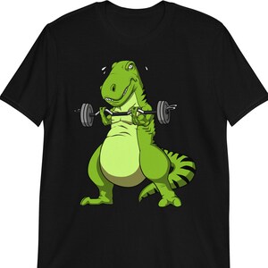 T-Rex Dinosaur Fitness T-Shirt, Gym Workout Tee, Bodybuilding Shirt, Weightlifting Shirt, Bodybuilder Exercising Clothing, Fitness Clothes