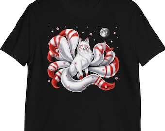 Japanese Fox T-Shirt, Nine Tailed Fox Shirt, Cherry Blossom Tee, Sakura Tree Shirt, Japanese Clothing, Japanese Culture Clothes