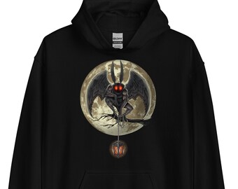 Mothman Hoodie, Cryptid Creatures Hoodie, Cryptids Sweatshirt, Cryptozoology Hoodie, Mothman Clothing, Mothman Clothes, Mothman Outfit