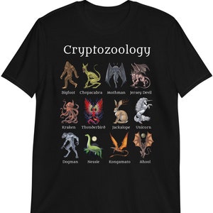 Cryptozoology Shirt, Cryptid Creatures Tee, Bigfoot Mothman Shirts, Cryptids Shirt, Cryptid Creatures Clothing, Cryptid Monster Clothes