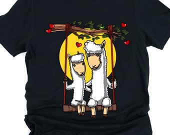 Llama Couple T-Shirt, Cute Alpaca Tee, Funny Llama Shirt, Womens Llama Clothing, Girls Llama Clothes, Romantic Shirt, Llama Apparel