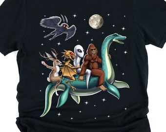 Cryptid Creatures Shirt - Bigfoot Mothman Shirt - Loch Ness Monster Tee - Cryptozoology Cryptids Clothes - Chupacabra Tee - Cryptid Clothing