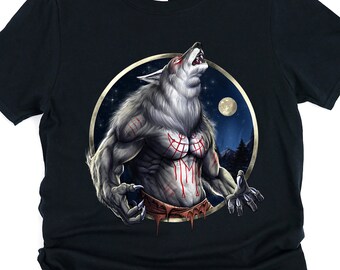 Werewolf Shirt, Full Moon Shirt, Howling Wolf Shirts, Werewolf Clothing, Werewolf Clothes, Werewolf Apparel, Werewolf Gifts