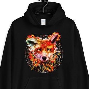 Watercolor Fox Hoodie - Womens Fox Sweatshirt - Fox Clothing - Fox Outfit - Cute Fox Clothes - Fox Long Sleeve - Fox Apparel