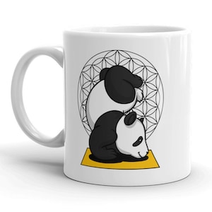 Panda Bear Yoga Mug - Panda Coffee Mug - Panda Cup - Yoga Coffee Cup - Panda Lover Gifts - Flower Of Life - Kids Panda Mug - Panda Gift Idea