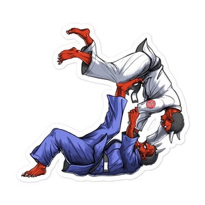 Japanese Demon Brazilian Jiu-Jitsu Sticker - Judo Wrestling Martial Arts Stickers - BJJ Combat Sports Decals - Wrestler Decal - Judo Gifts