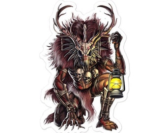 Pegatina de Wendigo - Pegatina de criatura críptica - Pegatinas de criptozoología - Pegatina de monstruo de terror - Pegatinas de críptidos - Regalos de Wendigo