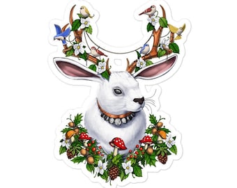 Jackalope Rabbit Sticker - Rabbit Antelope Sticker - Cryptids Stickers - Bunny Sticker - Cryptozoology Decal - Jackalope Gifts