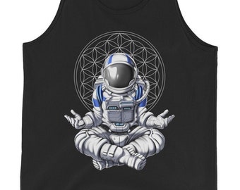 Astronaut Meditation Tank Top, Zen Yoga Tank, Spiritual Tank, Flower Of Life Tank , Sacred Geometry Tank, Yoga Clothing, Yoga Clothes