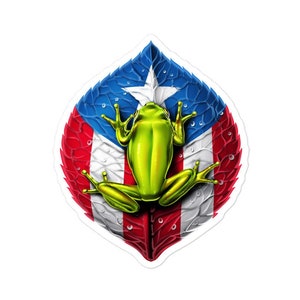 Coqui Frog Sticker, Puerto Rico Flag Sticker, Boricua Sticker, Taino Sticker, Puerto Rican Decal, Taino Gift, Puerto Rico Pride Boricua Gift
