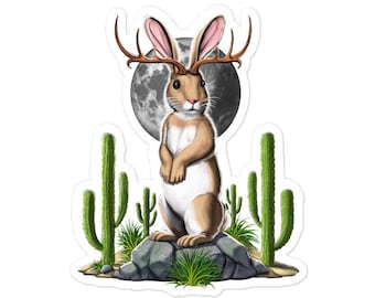 Sticker lapin Jackalope - Sticker lapin antilope - Stickers cryptides - Sticker lapin - sticker cryptozoologie - cadeaux Jackalope