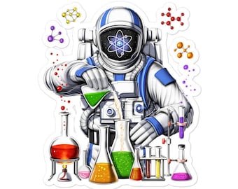 Astronaut Chemistry Sticker, Science Chemist Sticker, Chemistry Teacher Sticker, Laboratory Geek Decal, Nerd Sticker, Chemistry Lover Gift