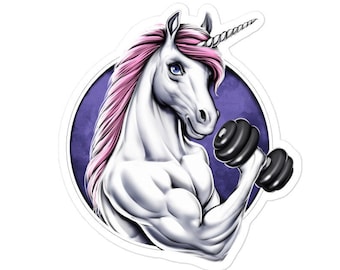 Unicorn Fitness Sticker, Gym Workout Decal, Bodybuilding Sticker, Bodybuilder Sticker, Weightlifting Sticker, Exercising Lover Gift