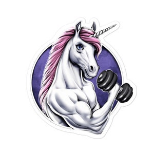 Unicorn Fitness Sticker, Gym Workout Decal, Bodybuilding Sticker, Bodybuilder Sticker, Weightlifting Sticker, Exercising Lover Gift