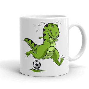 T-Rex Dinosaurier Fußballtasse - Fußballkaffeetasse - Lustiger Fußballpokal - Kinder Fußballtasse - Jungen Dinosaurier Geschenk - Fußballspieler Geschenk