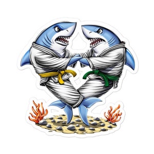 Shark Jiu-Jitsu Sticker, Jiu-Jitsu Sticker, Judo Stickers, Wrestling Sticker, Martial Arts Sticker, BJJ Sticker, Jiu-Jitsu Decal Gift
