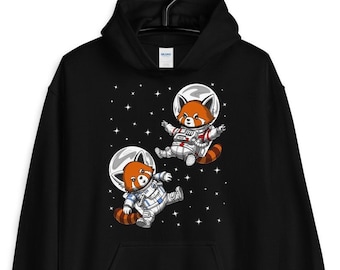 Sudadera con capucha de panda rojo espacial, sudadera con capucha de panda rojo astronauta, sudadera divertida de panda rojo, ropa de panda rojo, ropa de panda rojo