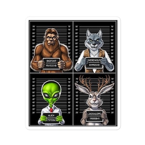 Cryptids Sticker, Bigfoot Sticker, Alien Stickers, Cryptozoology Sticker, Cryptid Creatures Decal, Werewolf Jackalope Sticker, Cryptids Gift