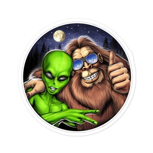 Alien Bigfoot Sticker, Cryptozoology Sticker, Cryptid Creatures Sticker, Cryptids Sticker, Alien Decal, Cryptids Decal, Bigfoot Lover Gift