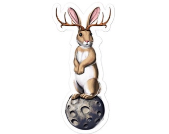 Pegatina de conejo Jackalope - Pegatina de antílope conejo - Pegatinas de críptidos - Pegatina de conejo - Calcomanía de criptozoología - Regalos de Jackalope