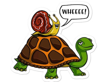 Pegatina de vinilo de tortuga caracol - Pegatina de animales divertidos - Calcomanías de tortugas - Calcomanía de caracol - Regalos para amantes de las tortugas - Regalo divertido de caracol - Regalo para amantes de los animales