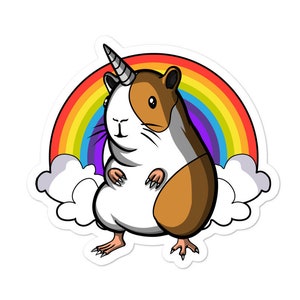 Pegatina de vinilo de unicornio de conejillo de indias - Calcomanías lindas de conejillo de indias - Regalos divertidos de conejillo de indias - Idea de regalo de conejillo de indias - Regalo para mascotas cavy - Dueño de conejillo de indias