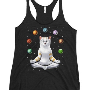 Cat Meditation Tank Top, Zen Yoga Racerback Tank, Spiritual Tank Top, Yoga Tank, Yoga Clothing, Yoga Clothes, Yoga Apparel, Yoga Outfit