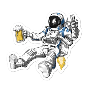 Adesivo de astronauta espacial, adesivo de vinil para festa, adesivo engraçado de cerveja, adesivo para beber, presentes para amantes de cerveja, adesivo de cerveja, ideia de presente para festa