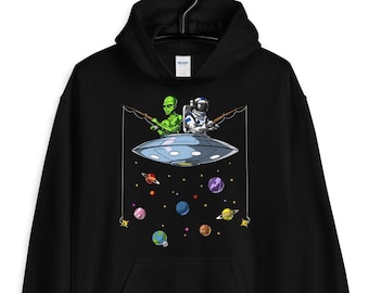 Sweat à capuche de pêche astronaute extraterrestre, sweat à capuche pour homme espace, sweat-shirt cosmique, sweat à capuche pour homme extraterrestre, vêtements extraterrestres, vêtements extraterrestres, vêtements extraterrestres