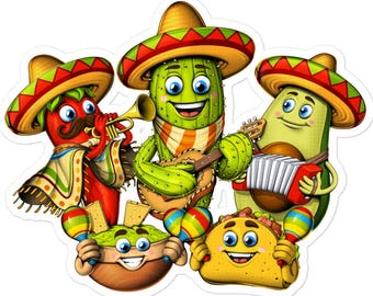 Mexico Cinco de Mayo Fiesta Sticker: Mexican Tacos Burrito Decal