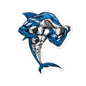 Shark Fitness Vinyl Sticker - Shark Decals - Gym Workout Sticker - Boys Fitness Gift - Bodybuilding Weightlifting Sticker - Shark Lover Gift image 1