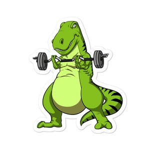 Pegatina de dinosaurio T-Rex para ejercicios de fitness - Calcomanías de dinosaurios para ejercicios en el gimnasio - Pegatina de culturismo - Pegatina de culturista de levantamiento de pesas - Regalo para amantes del fitness