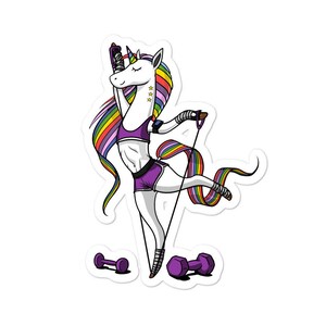 Adesivo de unicórnio fitness - Adesivos engraçados de exercícios de academia - Presente de fitness feminino - Adesivo de vinil fitness para meninas - Adesivo de treinamento - Adesivo de exercícios