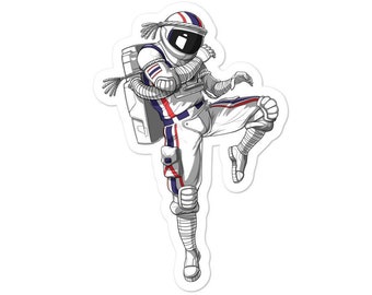 Astronaut Muay Thai Sticker - Kung Fu Martial Arts Sticker - Taekwondo Kickboxing Sticker - Thai Boxer Vinyl Decals - Thai Boxing Sticker