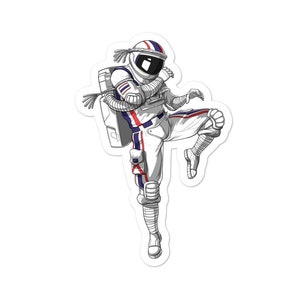 Astronaut Muay Thai Sticker - Kung Fu Martial Arts Sticker - Taekwondo Kickboxing Sticker - Thai Boxer Vinyl Decals - Thai Boxing Sticker