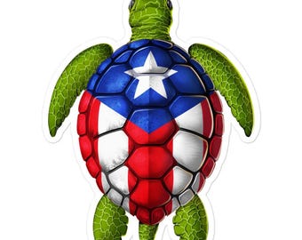 Puerto Rico Turtle Sticker, Puerto Rican Flag Decal