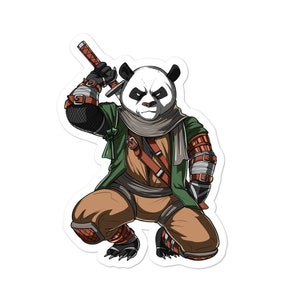 Adesivo Panda Urso Ninja - Adesivo Panda Samurai Engraçado - Decalques de Vinil Panda - Adesivo de Artes Marciais Kung Fu - Presente para Amantes de Panda - Presente de Fantasia