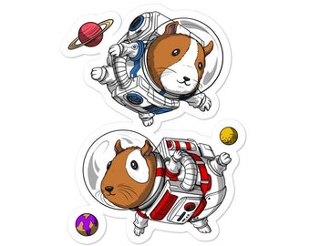Space Guinea Pig Astronaut Stickers - Funny Guinea Pig Decals - Guinea Pig Lover Gifts - Cute Guinea Pig Sticker - Kids Guinea Pig Gifts