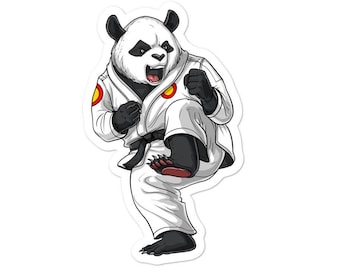 Pegatina de vinilo de karate con forma de oso panda - Calcomanías divertidas de taekwondo - Pegatina de ninja de kickboxing - Pegatina de artes marciales de jiu-jitsu - Pegatina de muay thai