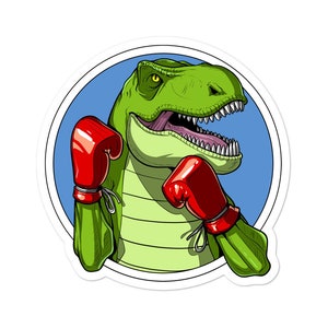 Pegatina de boxeo con dinosaurio T-Rex, pegatina de kickboxing, pegatina de muay thai, pegatina de artes marciales, calcomanía de vinilo de boxeador tailandés, regalo para amantes del boxeo